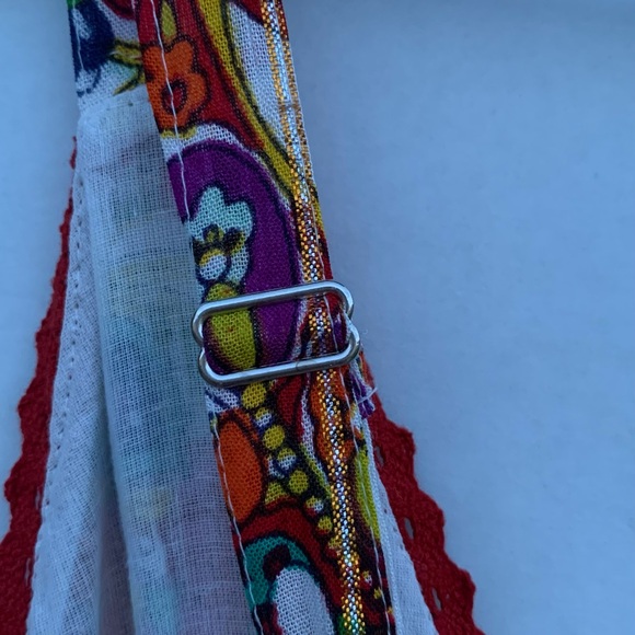 Me 2 Magic Ruffled Tiered Maxi Sundress Metallic Striped Size Large Red / Green - Picture 11 of 16